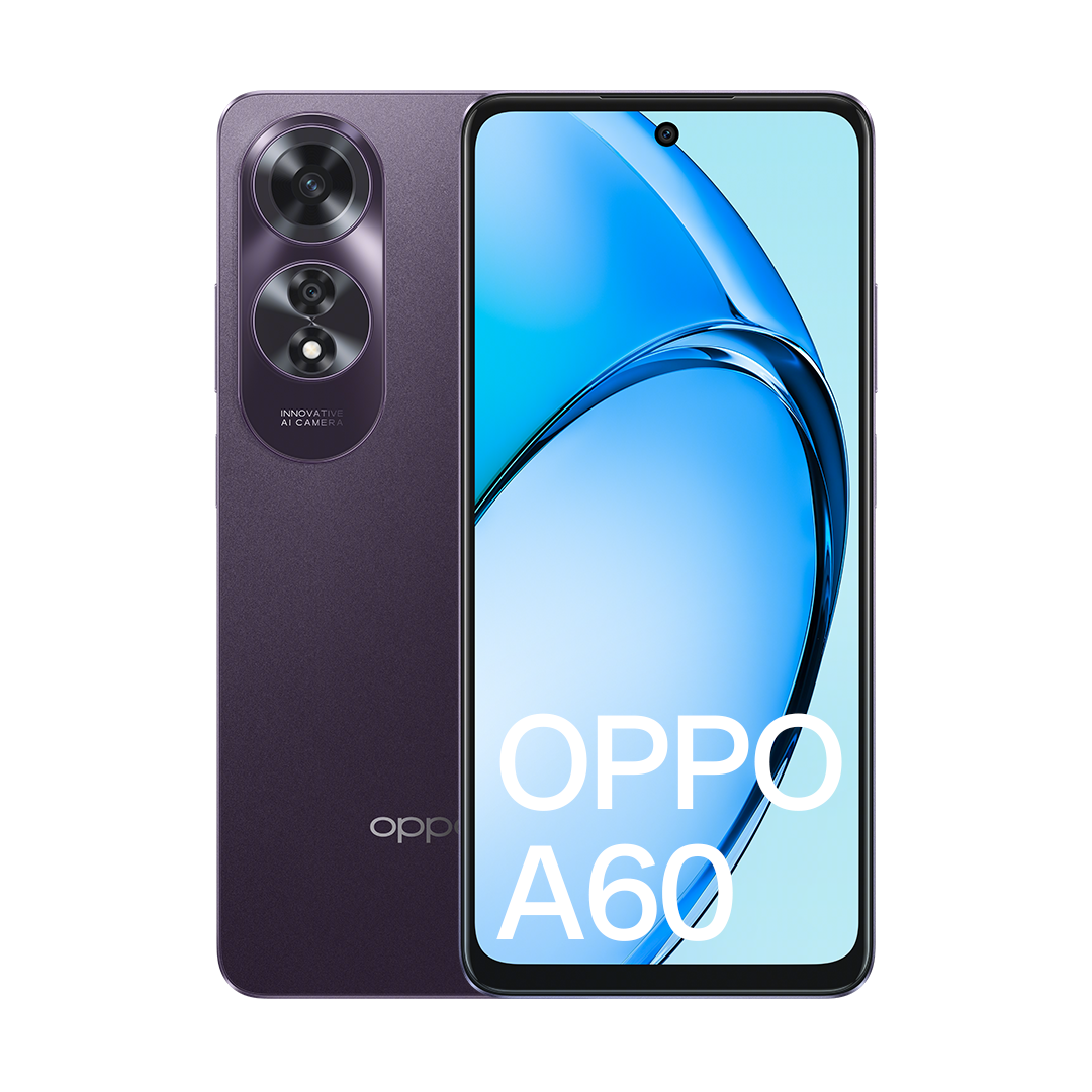 OPPO A60 4G - Midnight Purple, 6.67", HD+, 8GB/256GB, 50MP/8MP, Dual SIM, 5000mAh, 2YR
