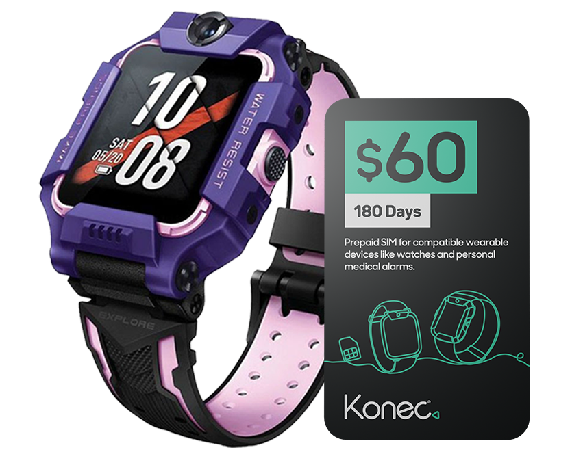 imoo Z6 Purple Kids Smart Watch, Konec Mobile 6 month bundle