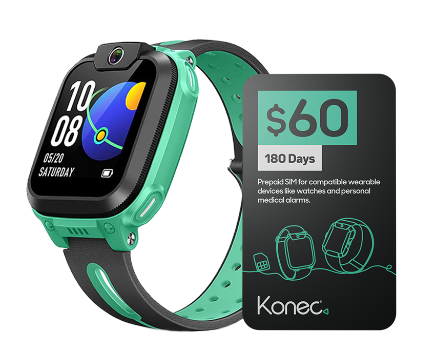imoo Z1 Bamboo Green Kids Smart Watch 4G, Konec Mobile 6 month bundle