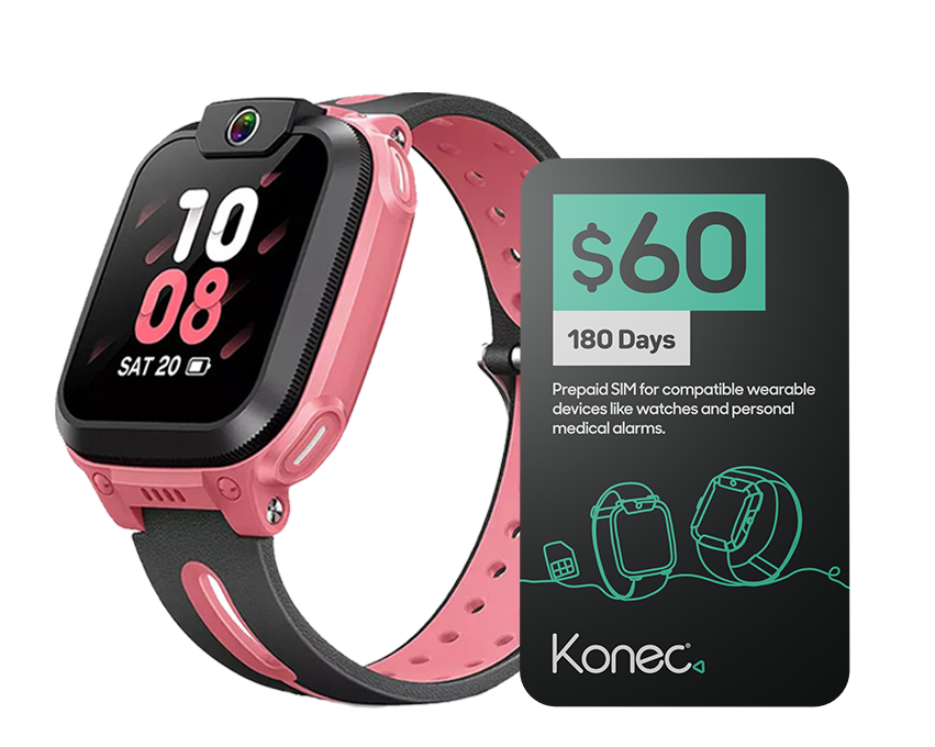 imoo Z1 Grapefruit Red Kids Smart Watch 4G, Konec Mobile 6 month bundle