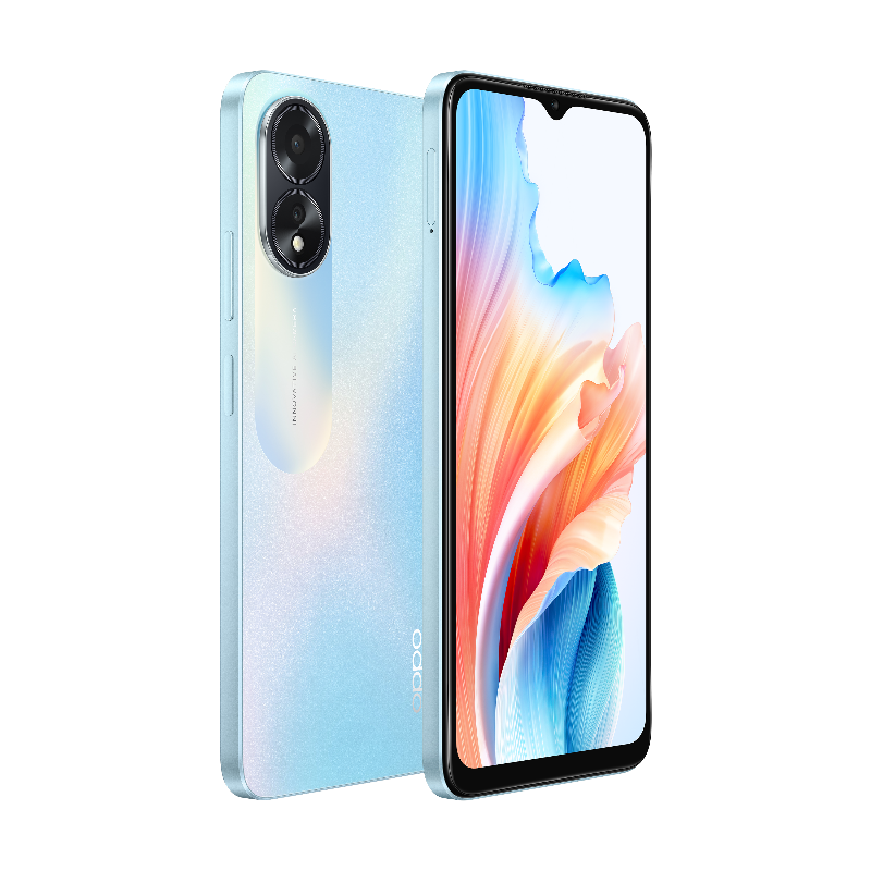 OPPO A18 with Free Konec $25 Sim - Glowing Blue, 6.56", HD+, 90Hz, 4GB/128GB, 8MP/5MP, Dual SIM, 5000mAh,2YR