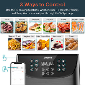 COSORI Smart Wifi Air Fryer 5.5L CS158-AF (Mobile Phone control with VeSync App, Google Assistant Voice control)