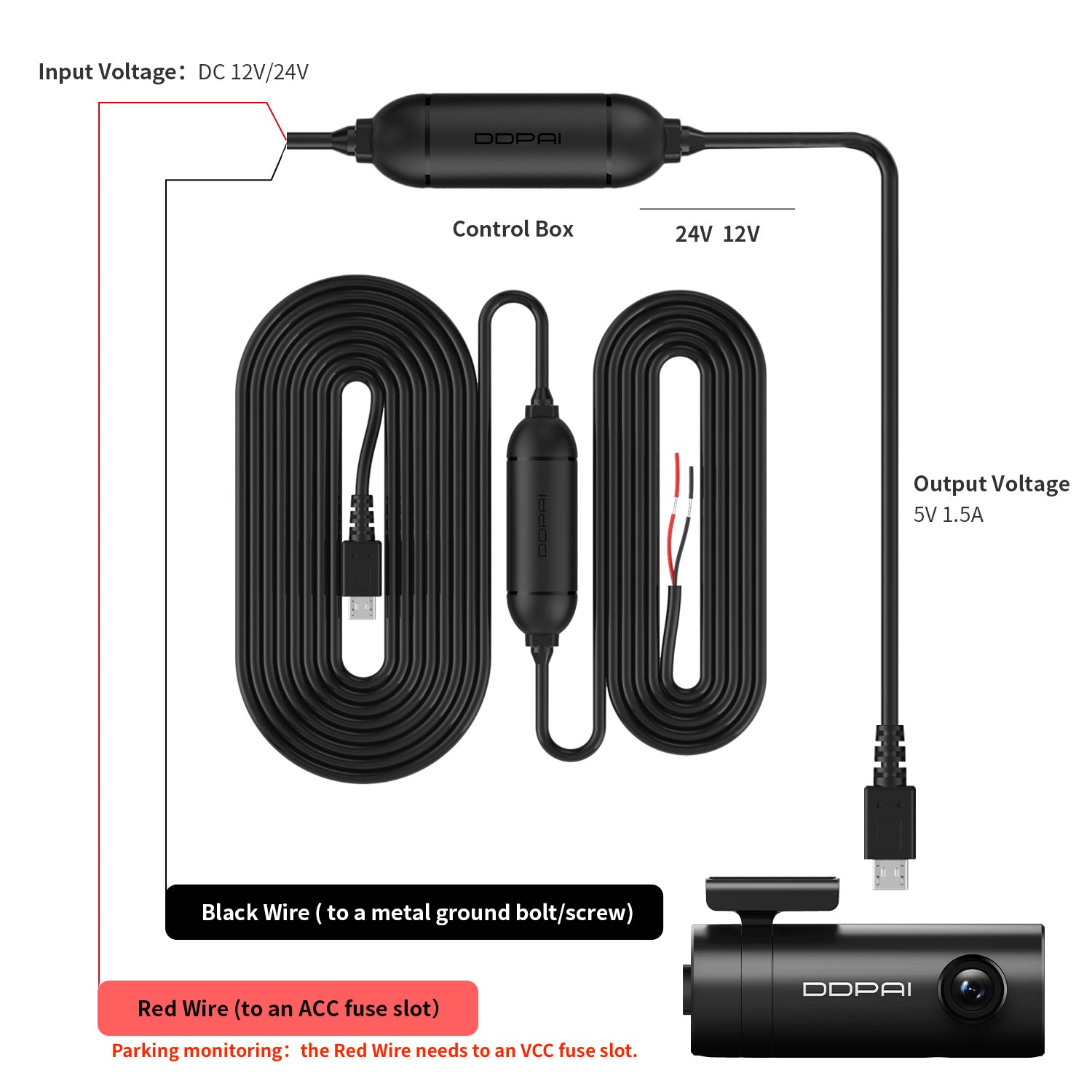 DDPAI Hardwire Kit for MINI Pro Dash Cam