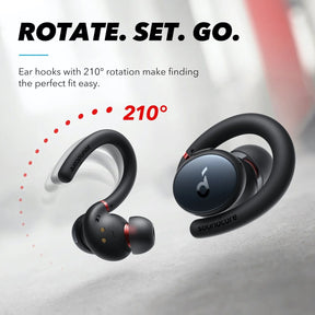 Soundcore Sport X10 True Wireless Bluetooth Sport Earbuds - Black (Rotatable Over-Ear Hooks, IPX7, Sweatproof)
