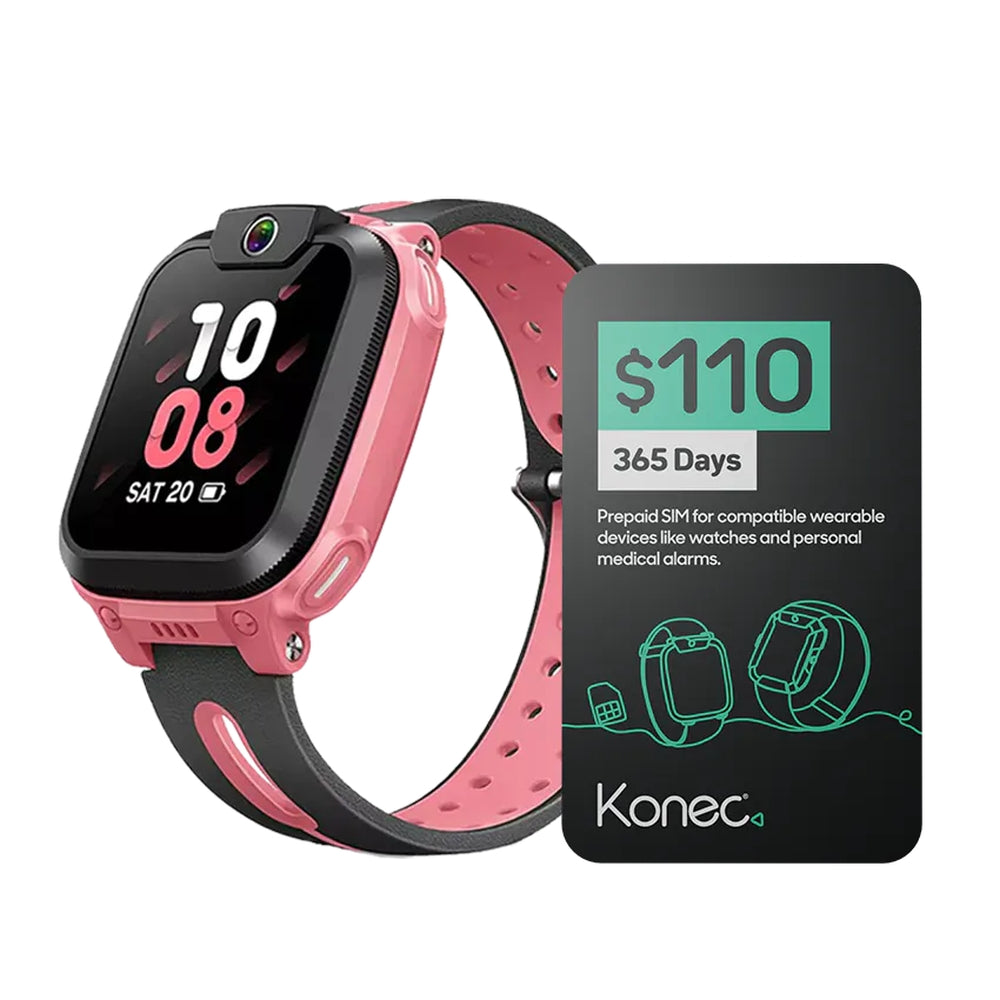 imoo Z1 Grapefruit Red Kids Smart Watch, Konec Mobile 12 month bundle
