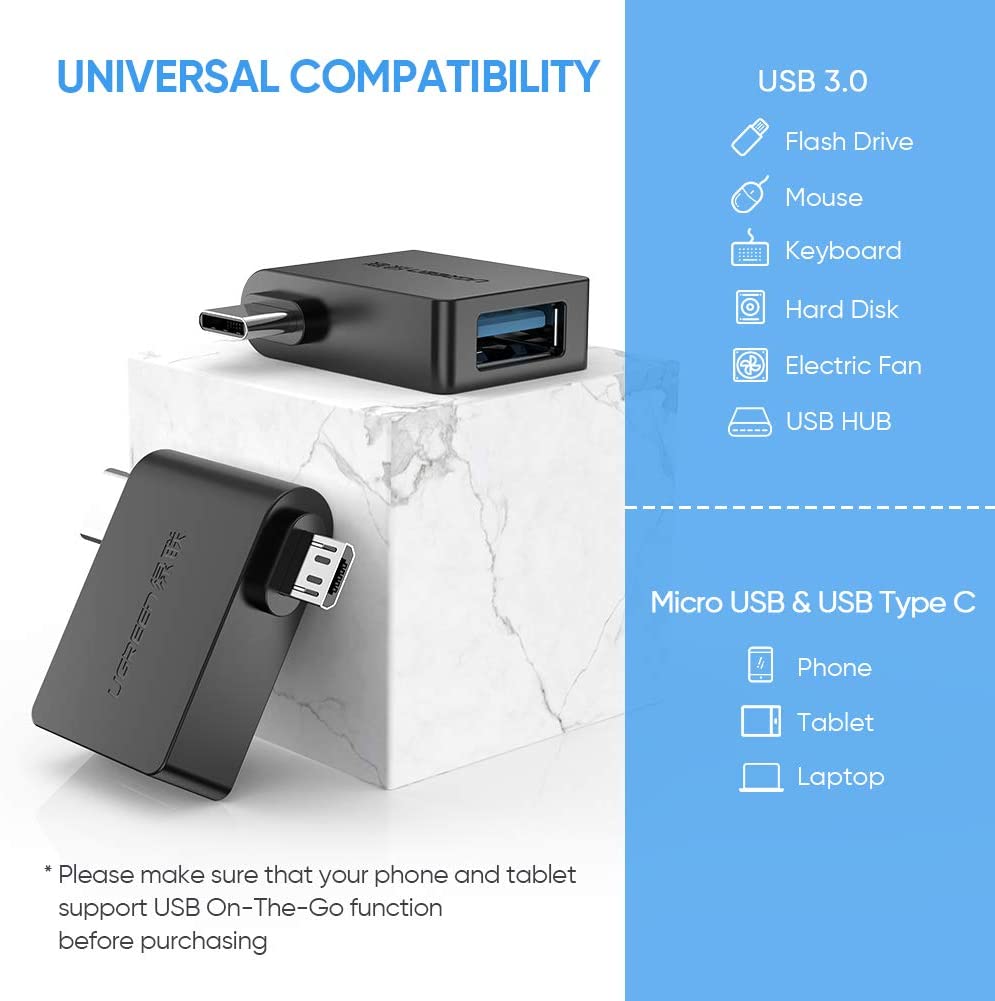 UGREEN 30453 Micro USB+ USB-C to USB 3.0 Adapter