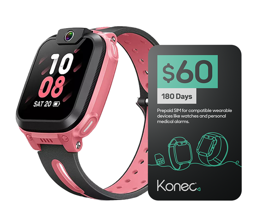 imoo Z1 Grapefruit Red Kids Smart Watch, Konec Mobile 6 month bundle