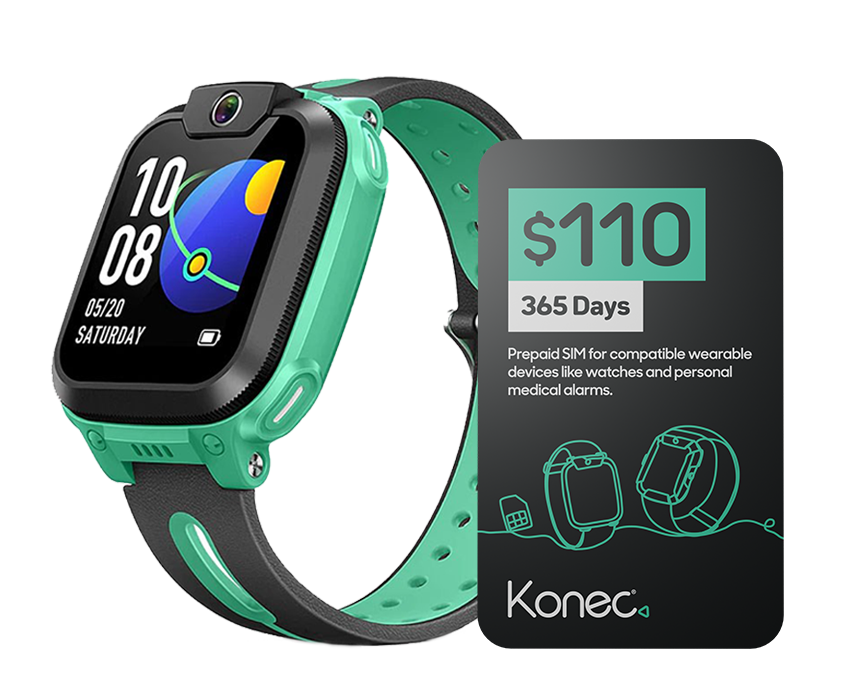 imoo Z1 Bamboo Green Kids Smart Watch, Konec Mobile 12 month bundle