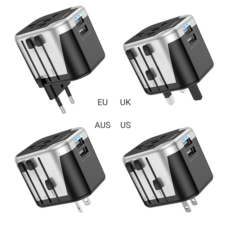 Hoco Travellers Wall Charger “AC5 Level” with plug converter